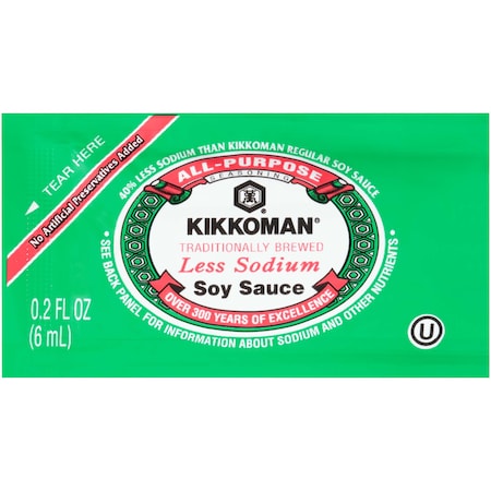 Kikkoman 6mL Less Sodium Preservative-Free Soy Pkts, PK500 00116